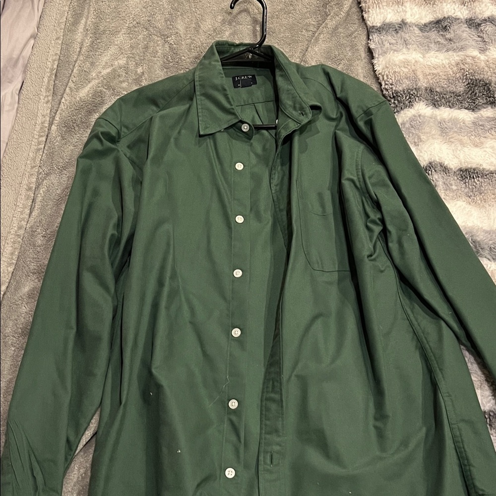 J Crew Mens Green Button down size Medium